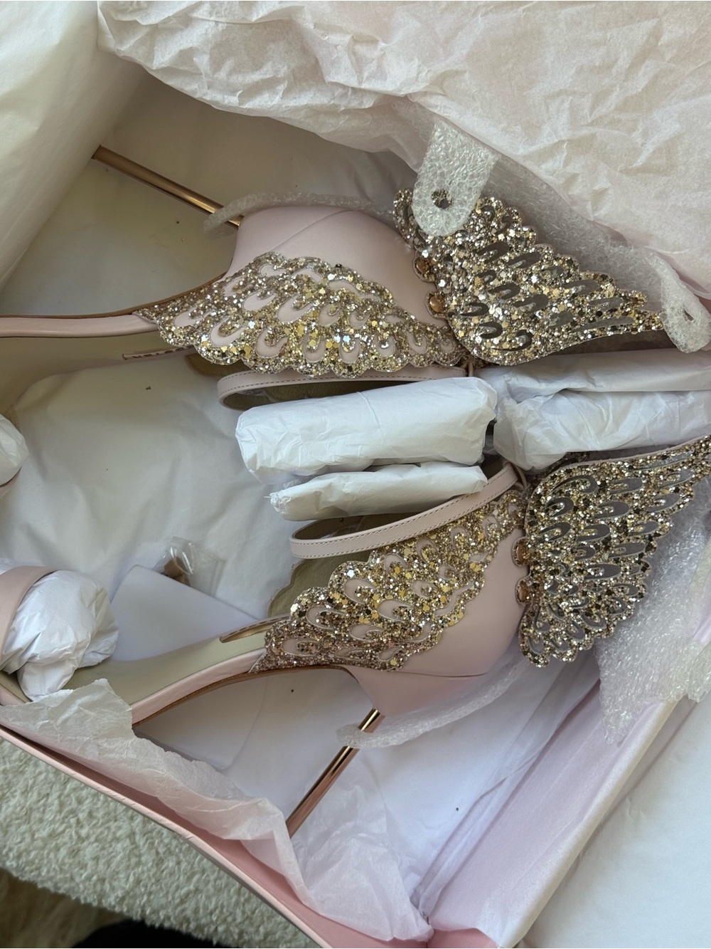 Sophia Webster Blush Pink Crystal Wing Embellished Heels - Picture 3 of 12